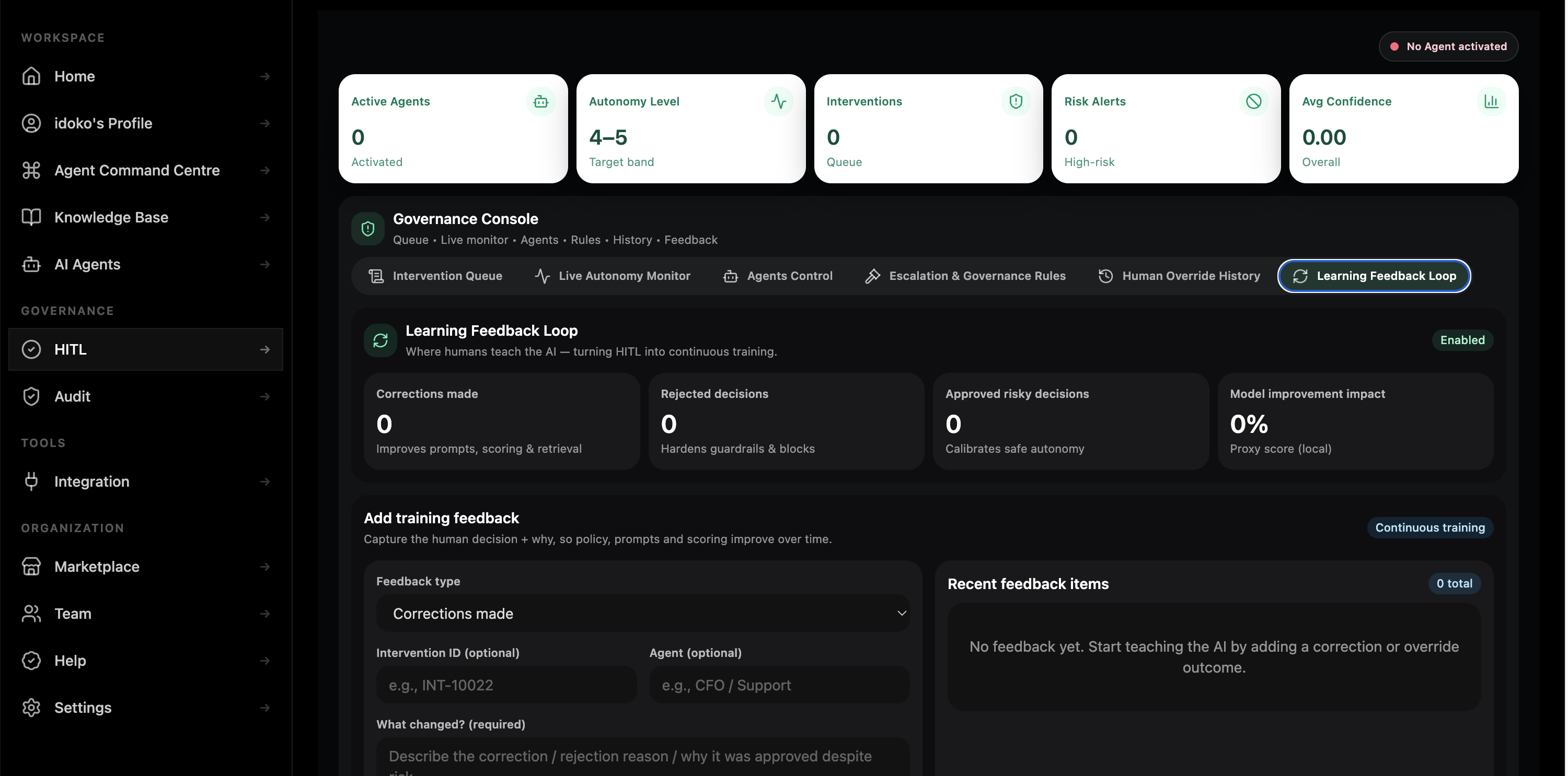 Human review and overrides screen