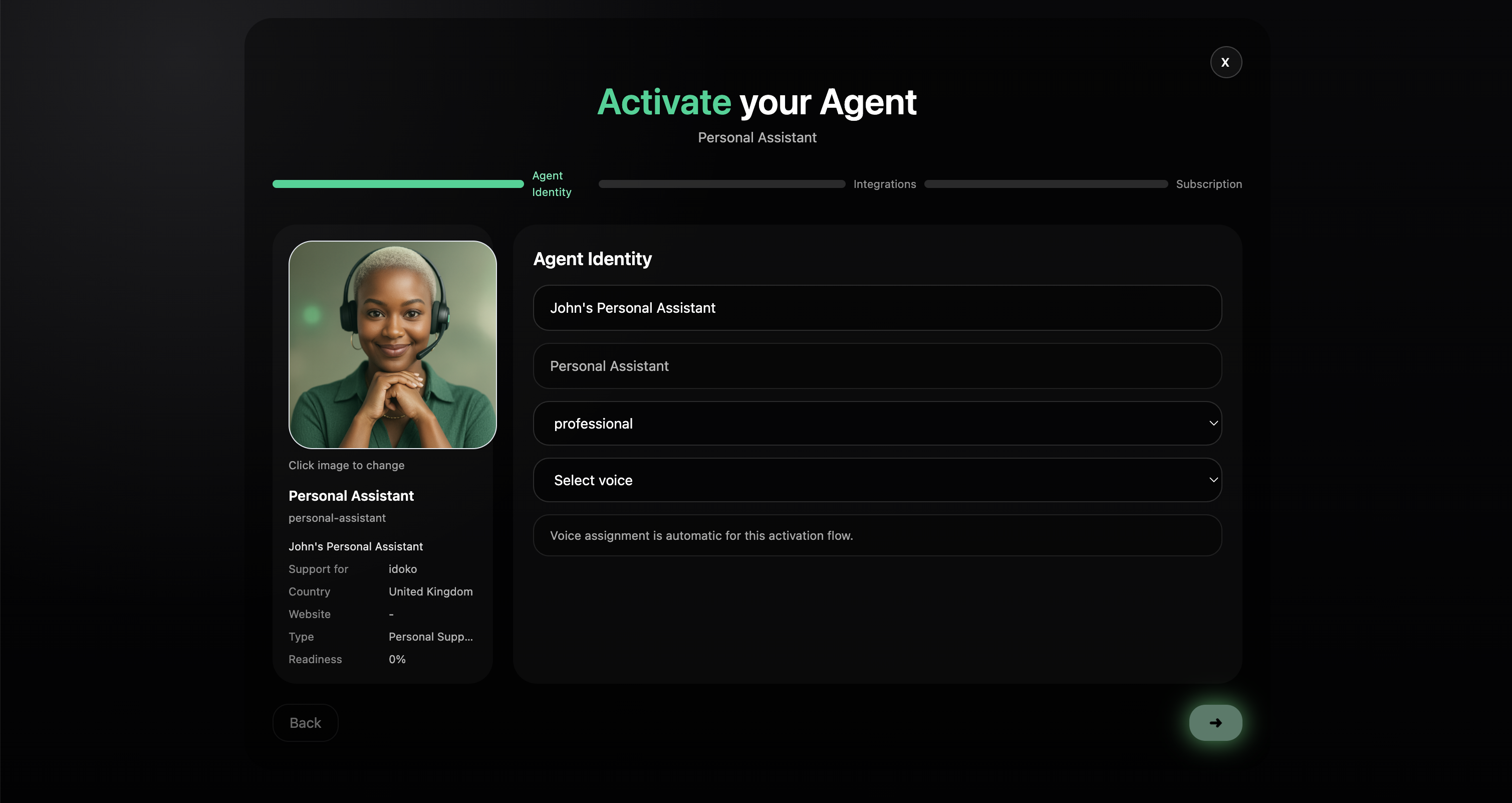 Pryme Intelligence agent activation page showing deployment setup
